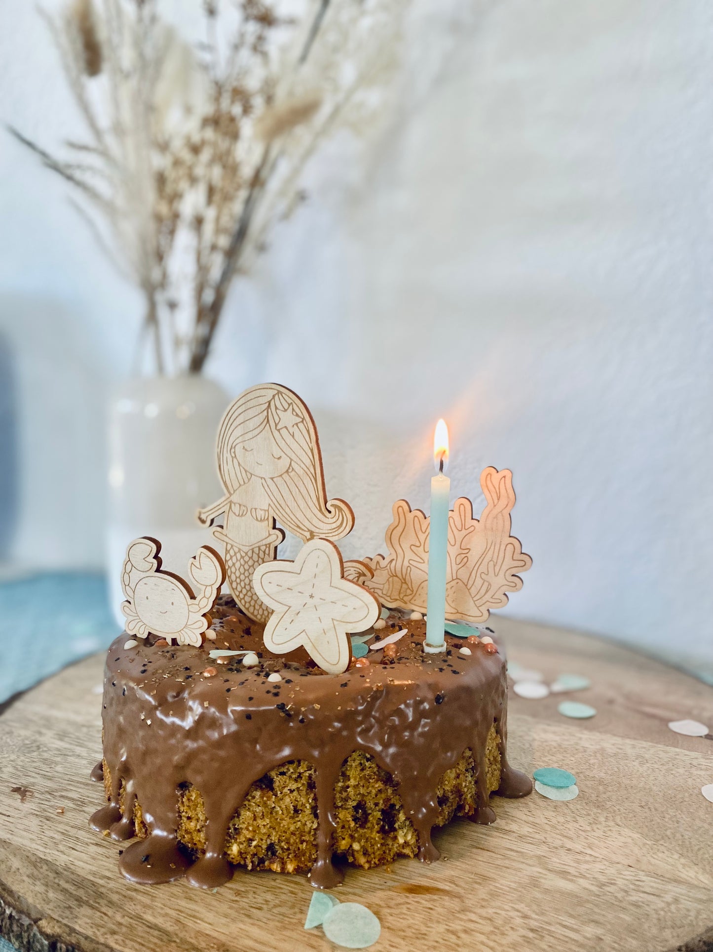 Caketopper Meerjungfrau aus Holz