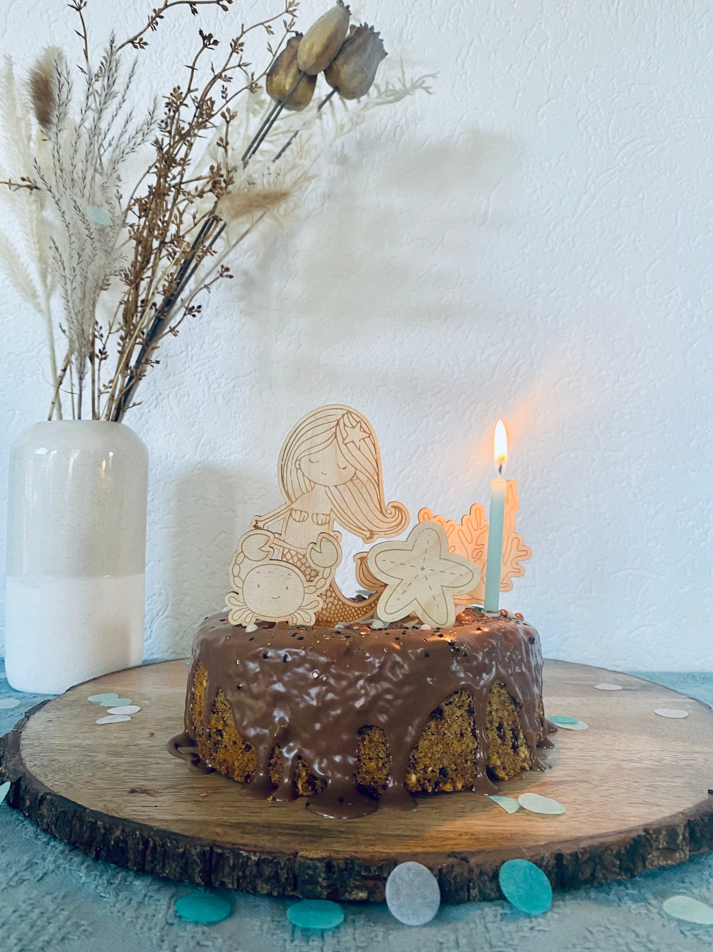 Caketopper Meerjungfrau aus Holz