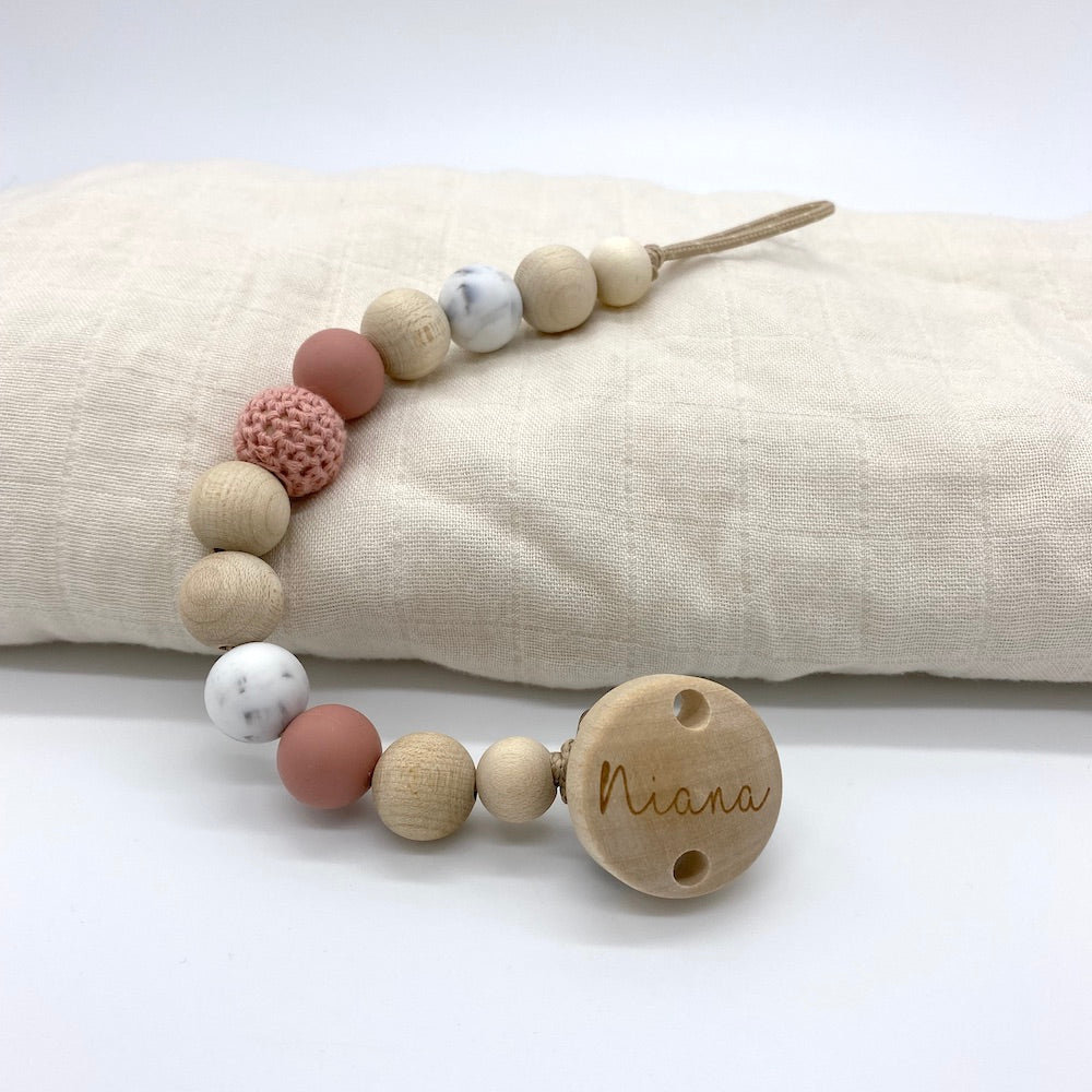 Schnullerkette korall | marmor