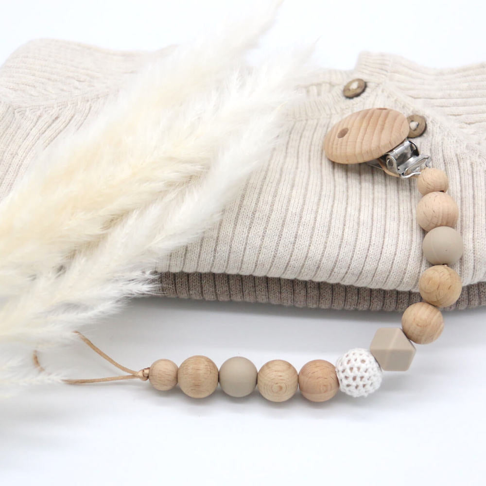 Schnullerkette weiss | beige