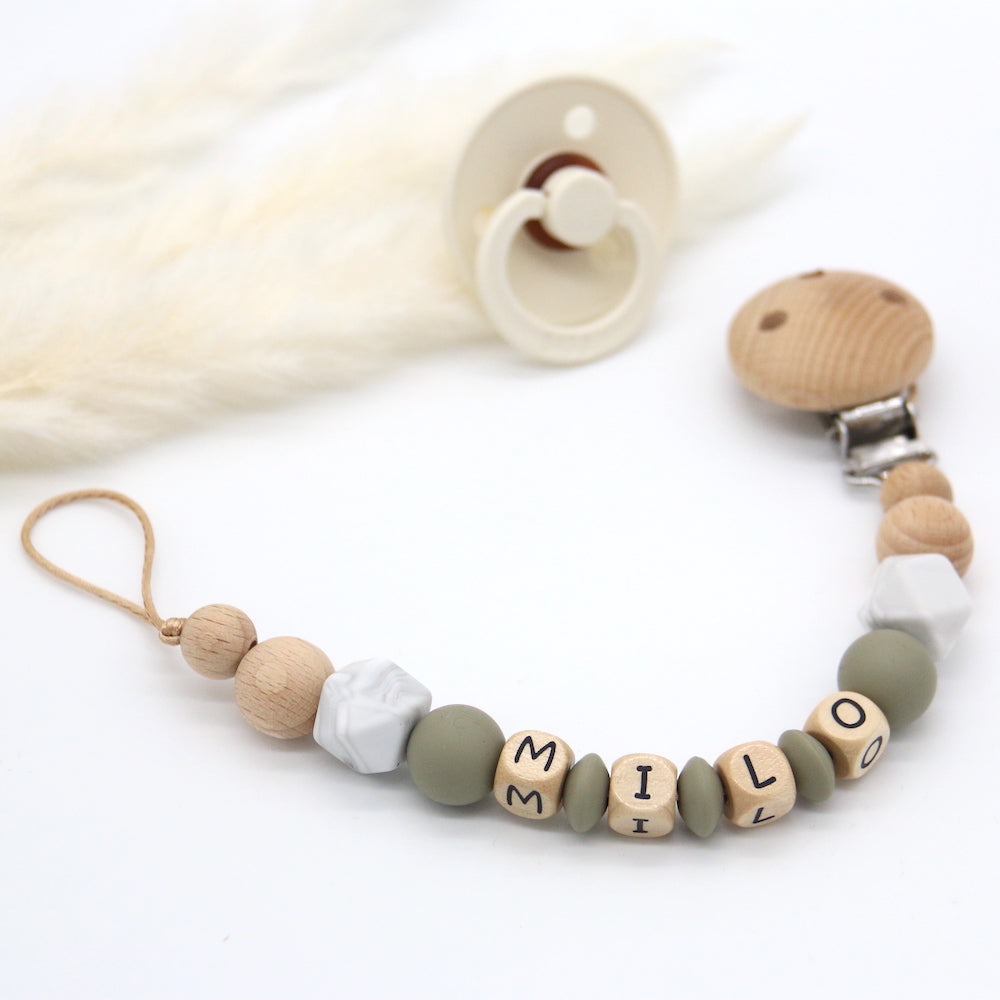 Schnullerkette olive | marmor