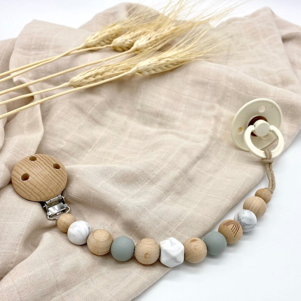 Schnullerkette sage| marmor