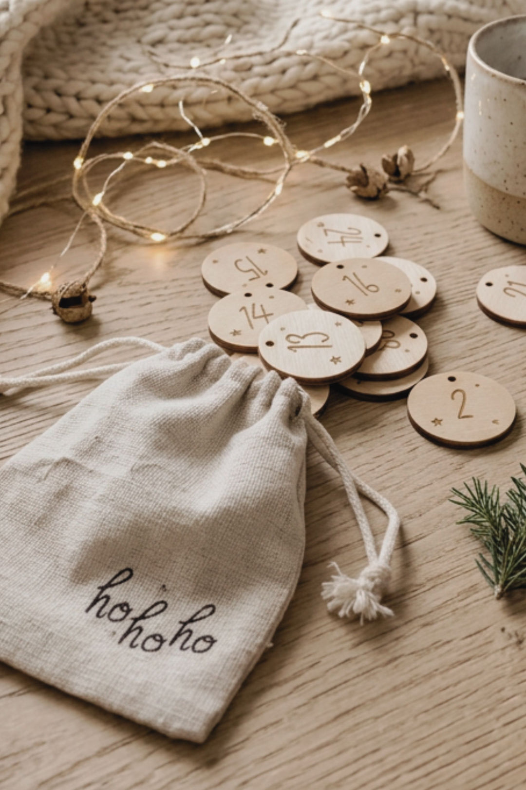 Adventskalenderzahlen aus Holz 1–24