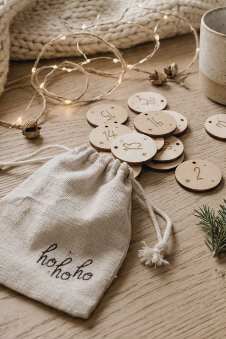 Adventskalenderzahlen aus Holz 1–24