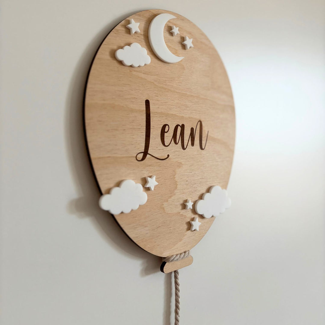Türschild Luftballon – Mond & Sterne