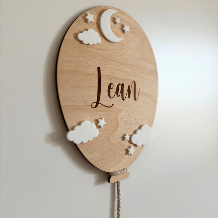 Türschild Luftballon – Mond & Sterne