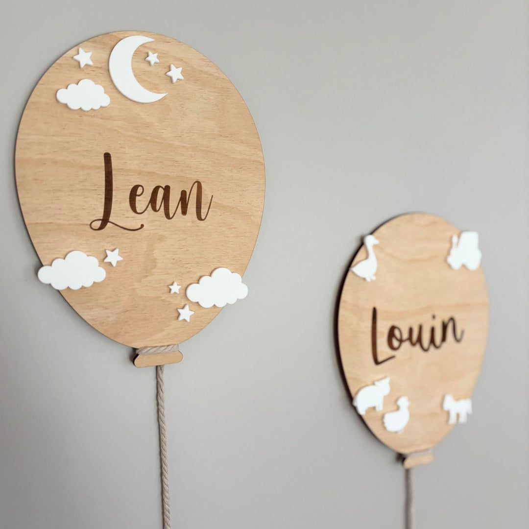 Türschild Luftballon – Mond & Sterne