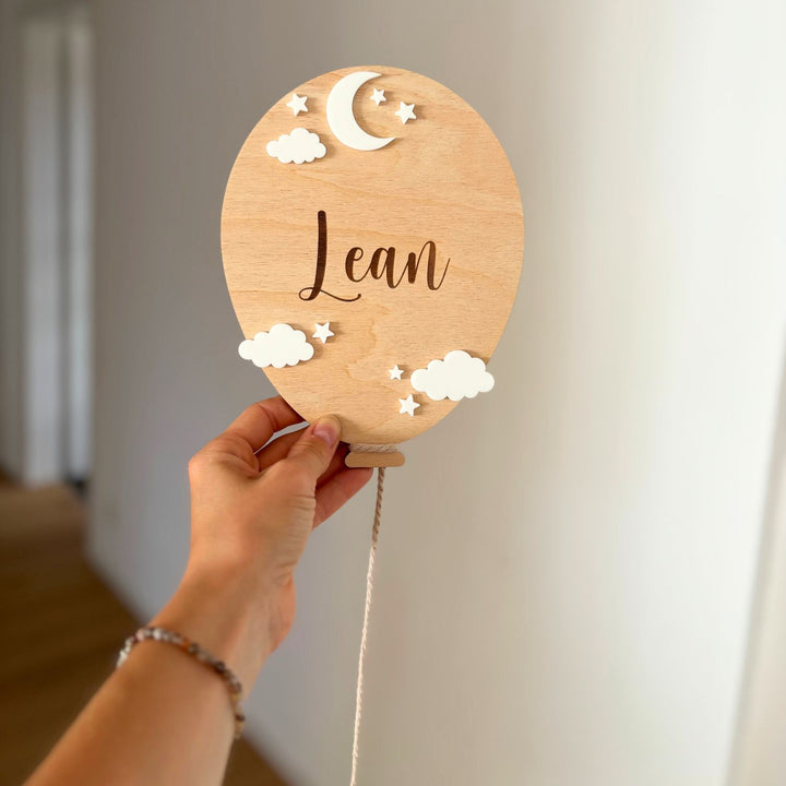 Türschild Luftballon – Mond & Sterne