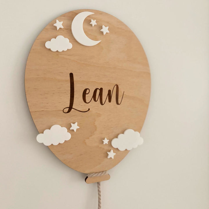 Türschild Luftballon – Mond & Sterne