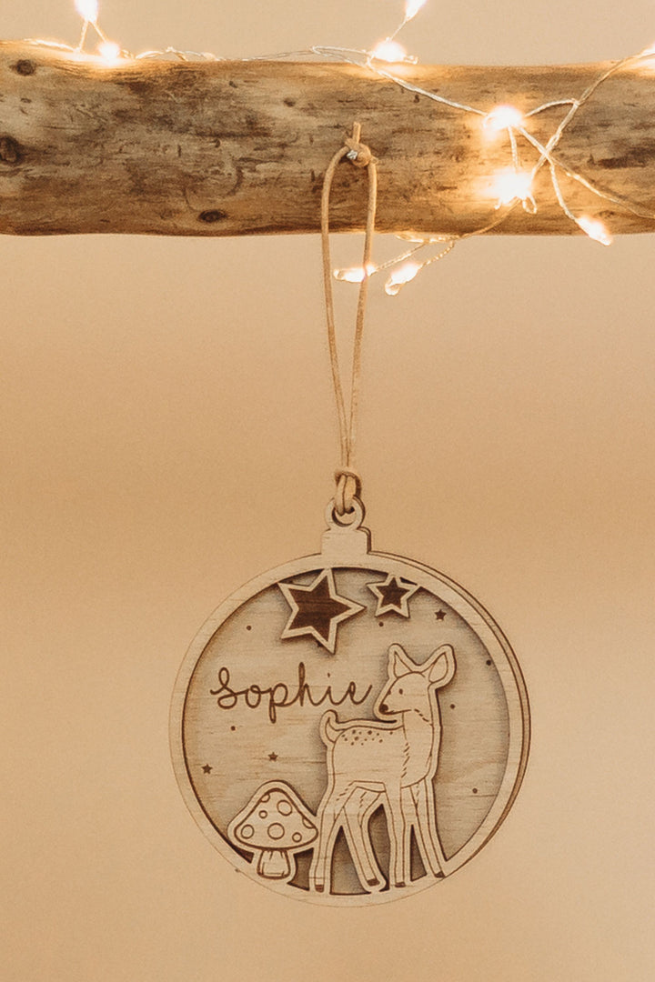 Christbaumkugel personalisiert Holz – Bambi