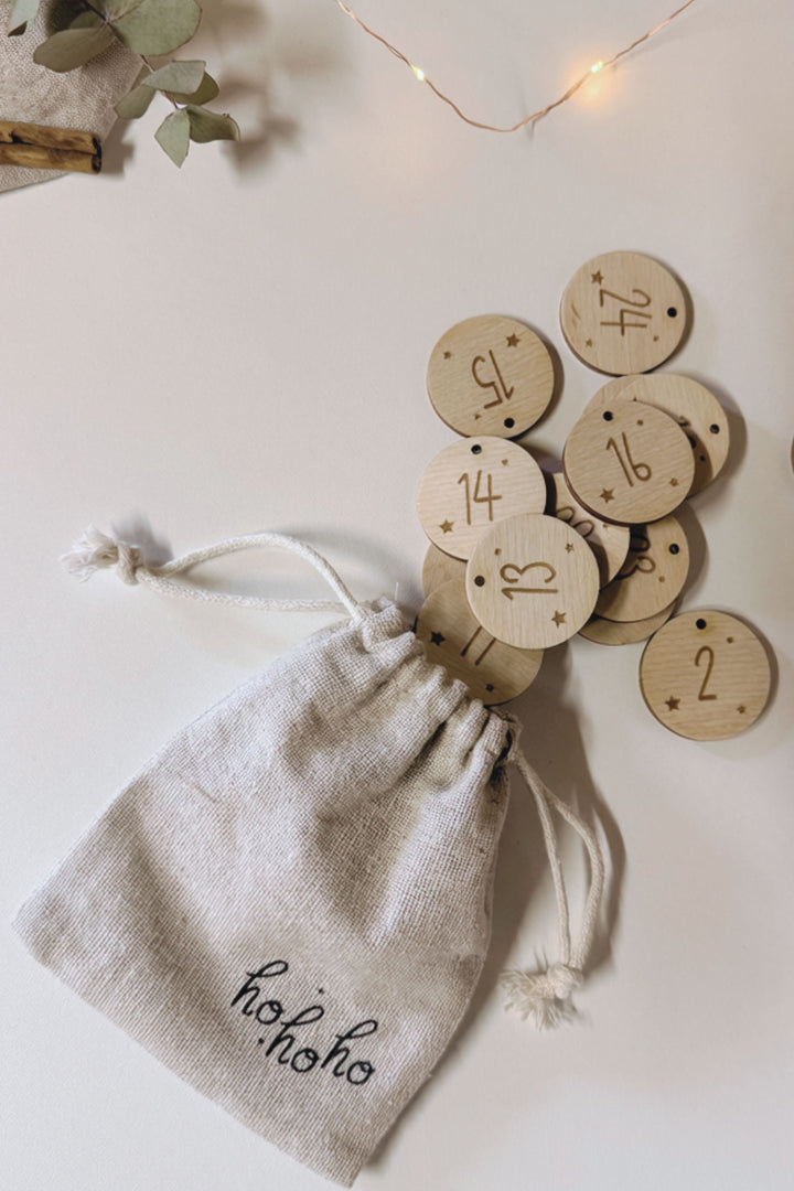 Adventskalenderzahlen aus Holz 1–24