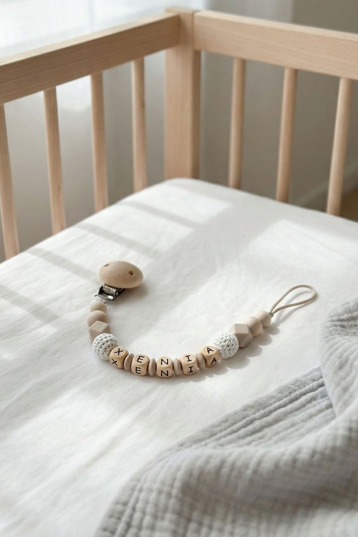 Schnullerkette beige | weiss