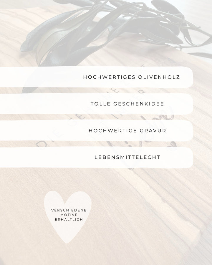 Holzschneidebrett personalisiert aus Olivenholz