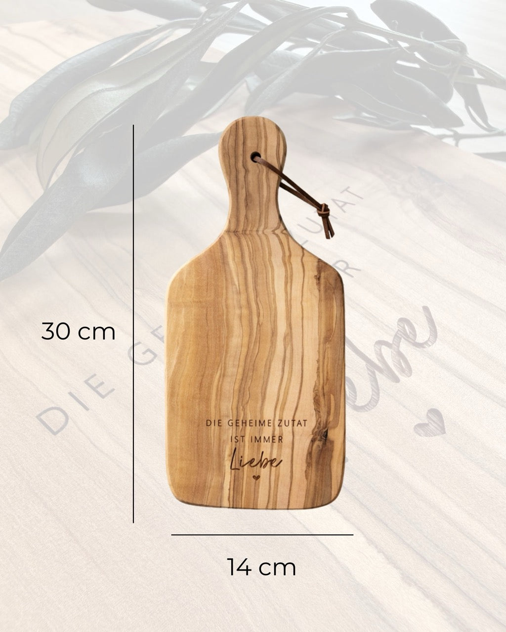 Holzschneidebrett personalisiert aus Olivenholz