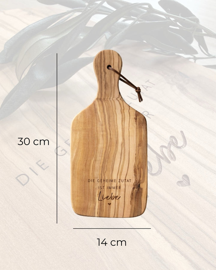 Holzschneidebrett personalisiert aus Olivenholz