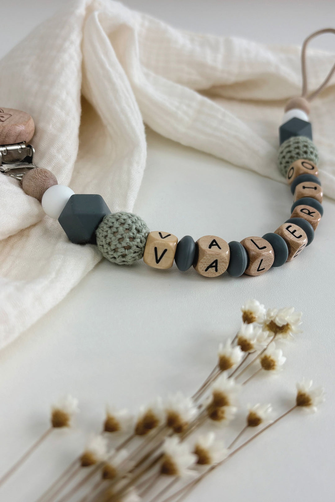 Schnullerkette lind | anthrazit