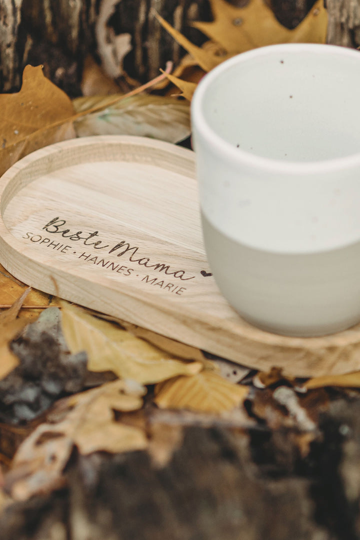 Ovaler Holzuntersetzer – Deine persönliche Nachricht