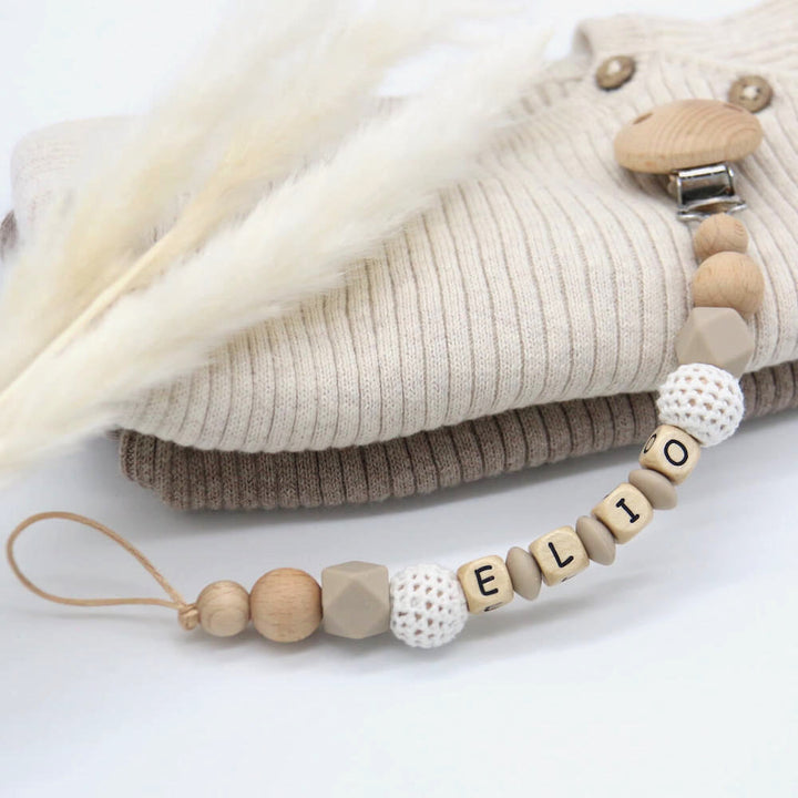 Schnullerkette beige | weiss